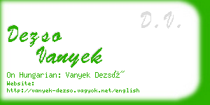 dezso vanyek business card